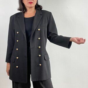 Vintage 90s Double Breasted Black Blazer Size 7 US